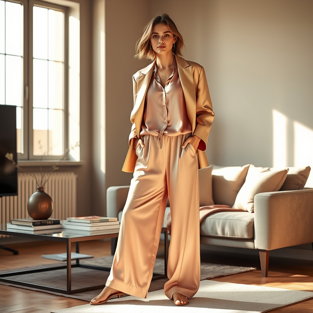 The Effortless Transition: How Slouchy Trousers and Silk Lounge Sets Are Crafting the 24/7 Wardrobe
